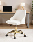 Black and Gold Faux Leather Adjustable Height Swivel Rolling Office Chair