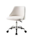 White and Silver Faux Leather Adjustable Height Swivel Rolling Office Chair