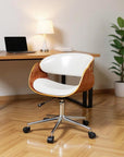 Brown White and Silver Adjustable Height Swivel Rolling Office Chair