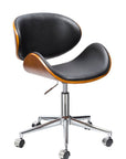 Brown Black and Silver Adjustable Height Swivel Rolling Office Chair