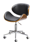 Brown Black and Silver Adjustable Height Swivel Rolling Office Chair