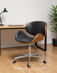 Brown Black and Silver Adjustable Height Swivel Rolling Office Chair