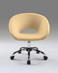 Beige and Silver Faux Leather Adjustable Height Swivel Rolling Office Chair