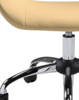 Beige and Silver Faux Leather Adjustable Height Swivel Rolling Office Chair