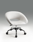 White and Silver Faux Leather Adjustable Height Swivel Rolling Office Chair