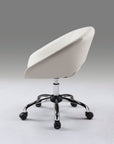 White and Silver Faux Leather Adjustable Height Swivel Rolling Office Chair