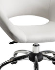 White and Silver Faux Leather Adjustable Height Swivel Rolling Office Chair