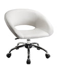White and Silver Faux Leather Adjustable Height Swivel Rolling Office Chair