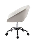 White and Silver Faux Leather Adjustable Height Swivel Rolling Office Chair