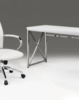 47" White and Silver Wood and Metal Computer Desk