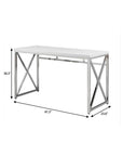 47" White and Silver Wood and Metal Computer Desk