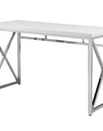 47" White and Silver Wood and Metal Computer Desk
