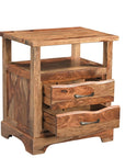 Three Piece Brown Solid Wood Bedroom Set