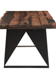 Seven Piece Brown and Black Solid Wood Dining Set with Six Chairs