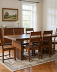 Seven Piece Brown Solid Wood Dining Set with Six Chairs