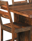 Nine Piece Brown Solid Wood Dining Set with Eight Chairs