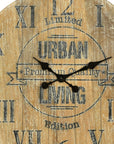 24" Natural Distressed Solid Wood Silent Analog Round Wall Clock