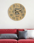 24" Natural Distressed Solid Wood Silent Analog Round Wall Clock