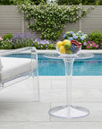 20" Clear Heavy Duty Plastic Indoor Outdoor Round Pedestal End Table