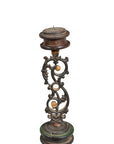 16" Black Distressed Floral Metal Tabletop Tealight Candle Holder
