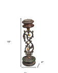 16" Black Distressed Floral Metal Tabletop Tealight Candle Holder