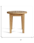 20" Natural Rounded Solid Wood Outdoor Side Table