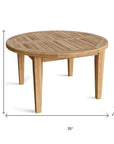 35" Natural Rounded Solid Wood Outdoor Coffee Table
