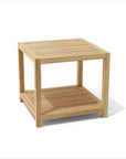 22" Natural Square Solid Wood Outdoor Side Table