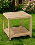 22" Natural Square Solid Wood Outdoor Side Table