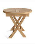 20" Natural Rounded Solid Wood Folding Outdoor Side Table