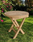 20" Natural Rounded Solid Wood Folding Outdoor Side Table