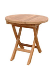 20" Natural Rounded Solid Wood Folding Outdoor Side Table