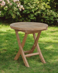 20" Natural Rounded Solid Wood Folding Outdoor Side Table