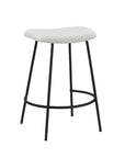 Set of Two 26" White And Black Fabric And Metal Backless Counter Height Bar Chairs