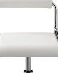 Set of Two White And Silver Faux Leather And Metal Low Back Adjustable Height Bar Chairs