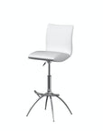Set of Two Brown And Silver Faux Leather And Metal Low Back Adjustable Height Swivel Bar Chairs