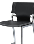 Set of Two 29" Gray And Silver Faux Leather And Metal Low Back Bar Height Bar Chairs