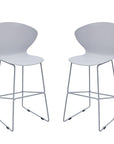 Set of Two 26" Gray Heavy Duty Plastic And Metal Low Back Counter Height Bar Chairs