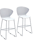 Set of Two 26" White And Silver Heavy Duty Plastic And Metal Low Back Counter Height Bar Chairs