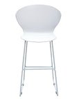 Set of Two 26" White And Silver Heavy Duty Plastic And Metal Low Back Counter Height Bar Chairs