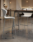 Set of Two 26" White And Silver Heavy Duty Plastic And Metal Low Back Counter Height Bar Chairs