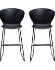 Set of Two 30" Black Heavy Duty Plastic And Metal Low Back Bar Height Bar Chairs