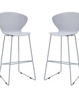 Set of Two 26" Gray Heavy Duty Plastic And Metal Low Back Counter Height Bar Chairs