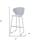 Set of Two 26" Gray Heavy Duty Plastic And Metal Low Back Counter Height Bar Chairs