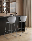 Set of Two 26" Gray Heavy Duty Plastic And Metal Low Back Counter Height Bar Chairs
