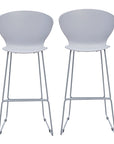 Set of Two 26" Gray Heavy Duty Plastic And Metal Low Back Counter Height Bar Chairs