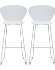 Set of Two 26" White And Silver Heavy Duty Plastic And Metal Low Back Counter Height Bar Chairs
