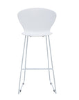 Set of Two 26" White And Silver Heavy Duty Plastic And Metal Low Back Counter Height Bar Chairs
