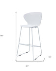 Set of Two 26" White And Silver Heavy Duty Plastic And Metal Low Back Counter Height Bar Chairs