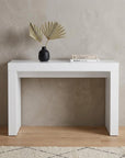 47" White Wood Block Console Table